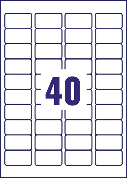 Avery Self Adhesive Address Mailing Labels, Inkjet Printers, 40 Labels per A4 Sheet, 1000 labels, QuickDRY (J8654), white