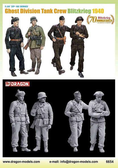 Dragon Models 1/35 Ghost Division Tank Crew Blitzkrieg 1940 (4 Figures Set