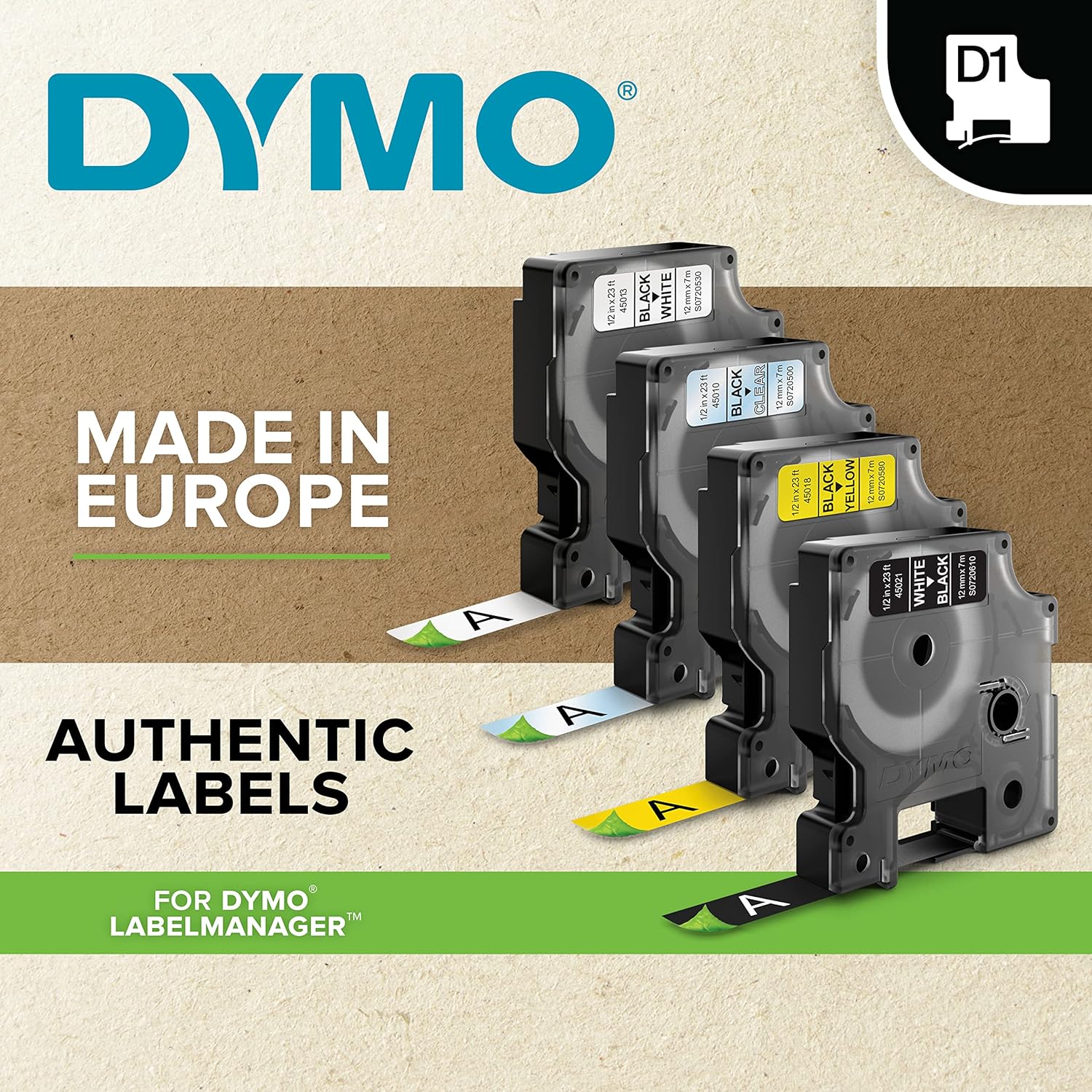 DYMO Authentic D1 Labels | Black Print on Clear Tape | 9 mm x 7 m