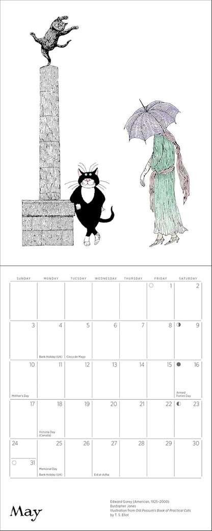 Edward Gorey: Practical Cats 2026 Mini Wall Calendar