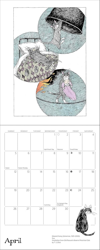 Edward Gorey: Practical Cats 2026 Mini Wall Calendar
