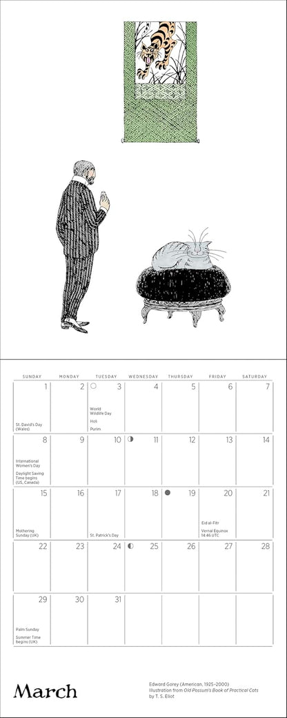Edward Gorey: Practical Cats 2026 Mini Wall Calendar
