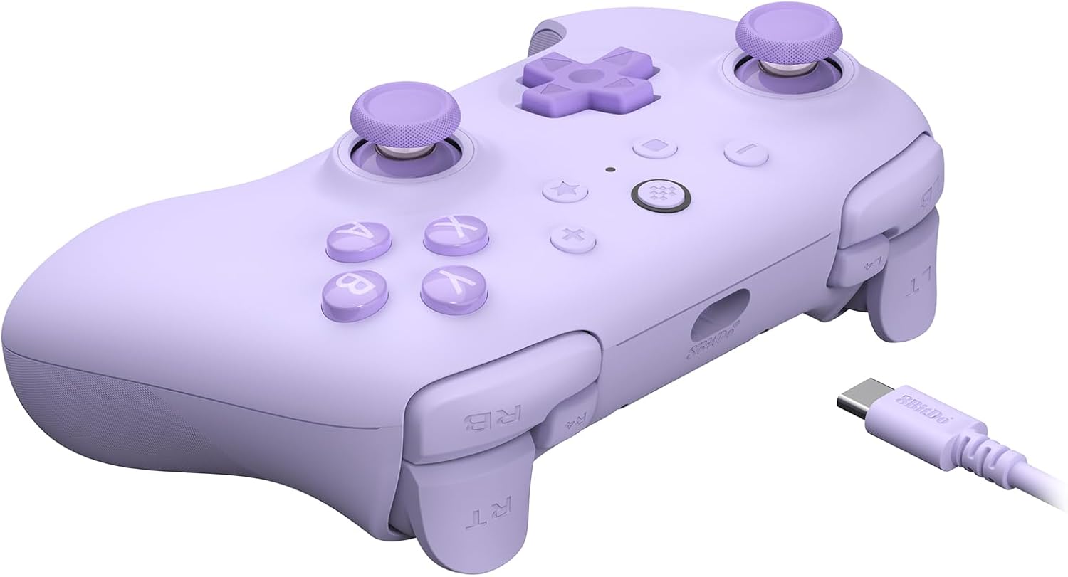 8Bitdo Ultimate 2C Wired Controller for Windows PC and Android, with 1000Hz Polling Rate, Hall Effect Joysticks and Hall Triggers, and Remappable L4/R4 Bumpers (Purple
