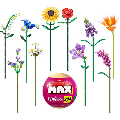 Zuru MAX Flowers - bloemenbouwdoos, 2 verschillende bloemen, 486 delen, leeftijd 3-12 jaar