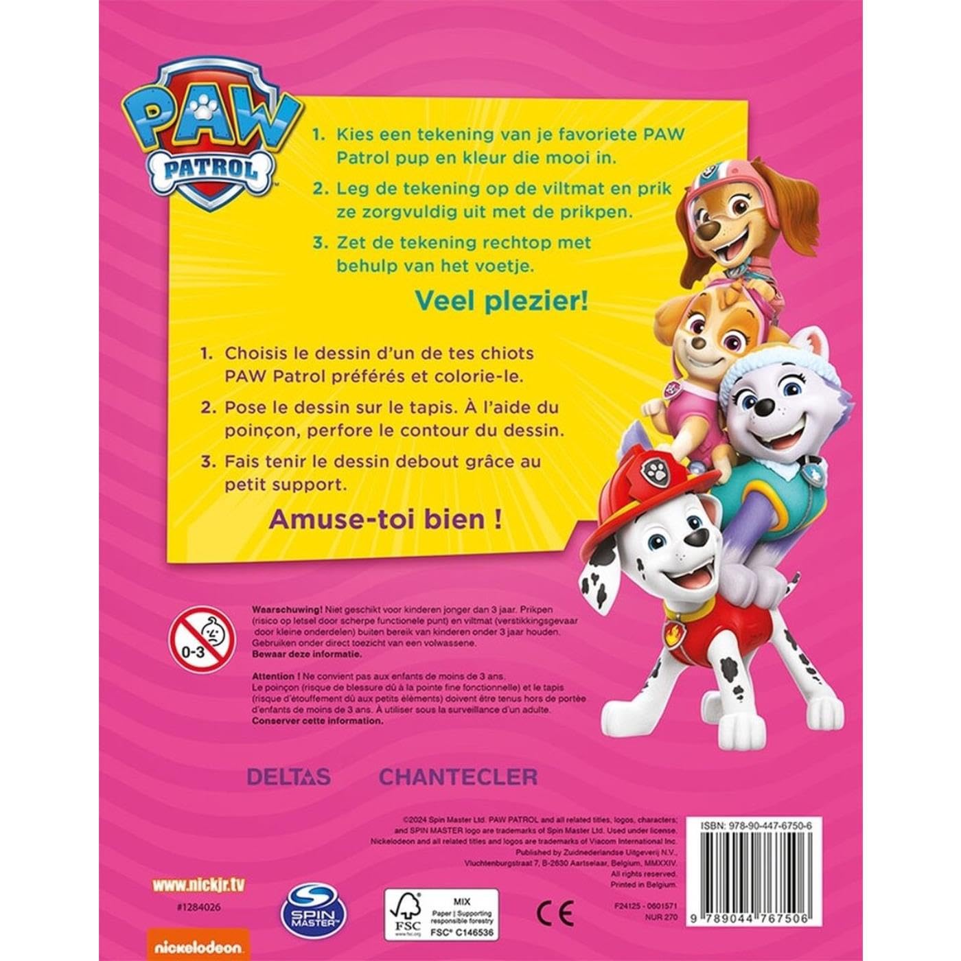 Paw Patrol prikblok (roze) / La Pat'patrouille bloc à perforer (rose