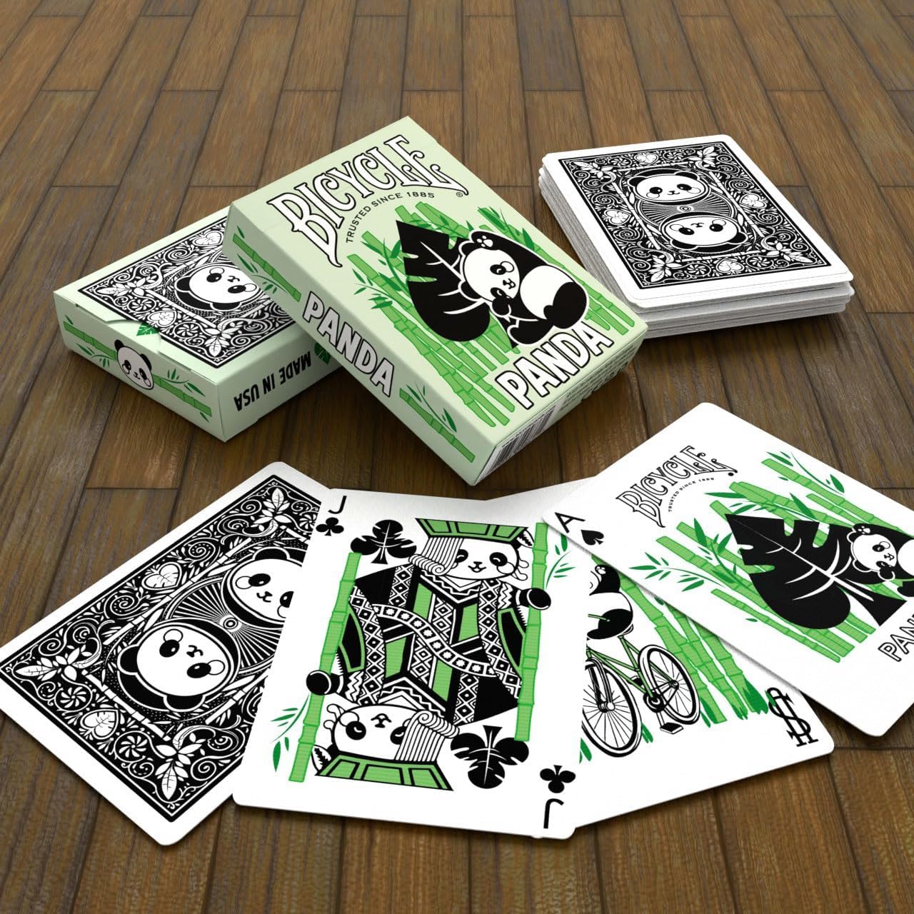 Bicycle Panda Playing Cards Cute Animal Playing Cards 1 Deck, Green