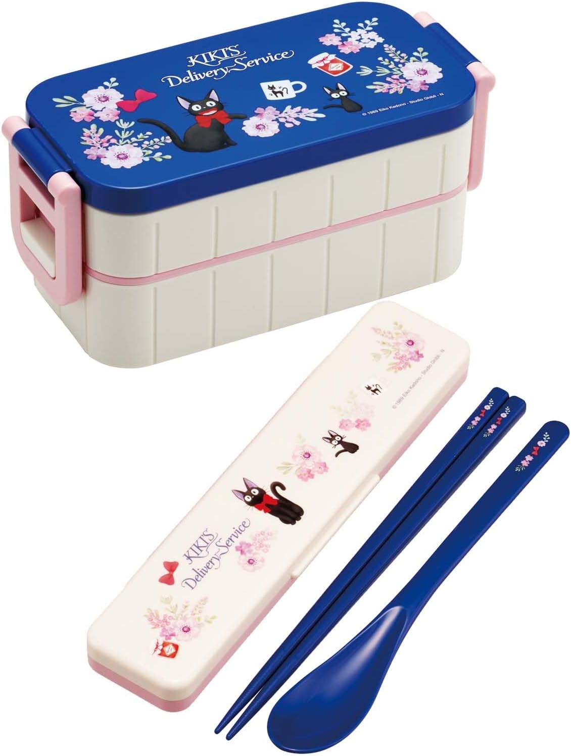 Skater YZW3AG-A Lunch Box, 20.3 fl oz (600 ml), Antibacterial, 2-Tier, Women's, Kiki's Delivery Service, French Ghibli, Made in Japan