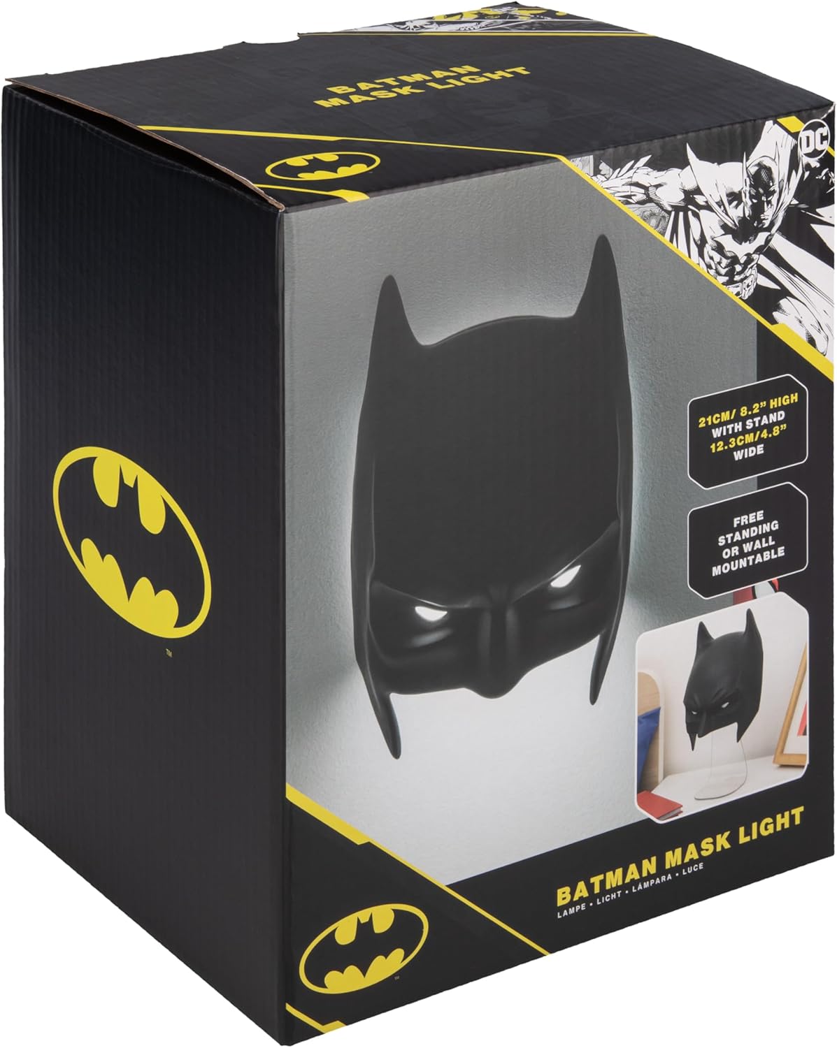 Paladone Batman Mask Light, Wall Mountable or Freestanding LED Lamp, Officially Licensed DC Comics Merchandise for Bedrooms, Man Caves, Home and Collectors