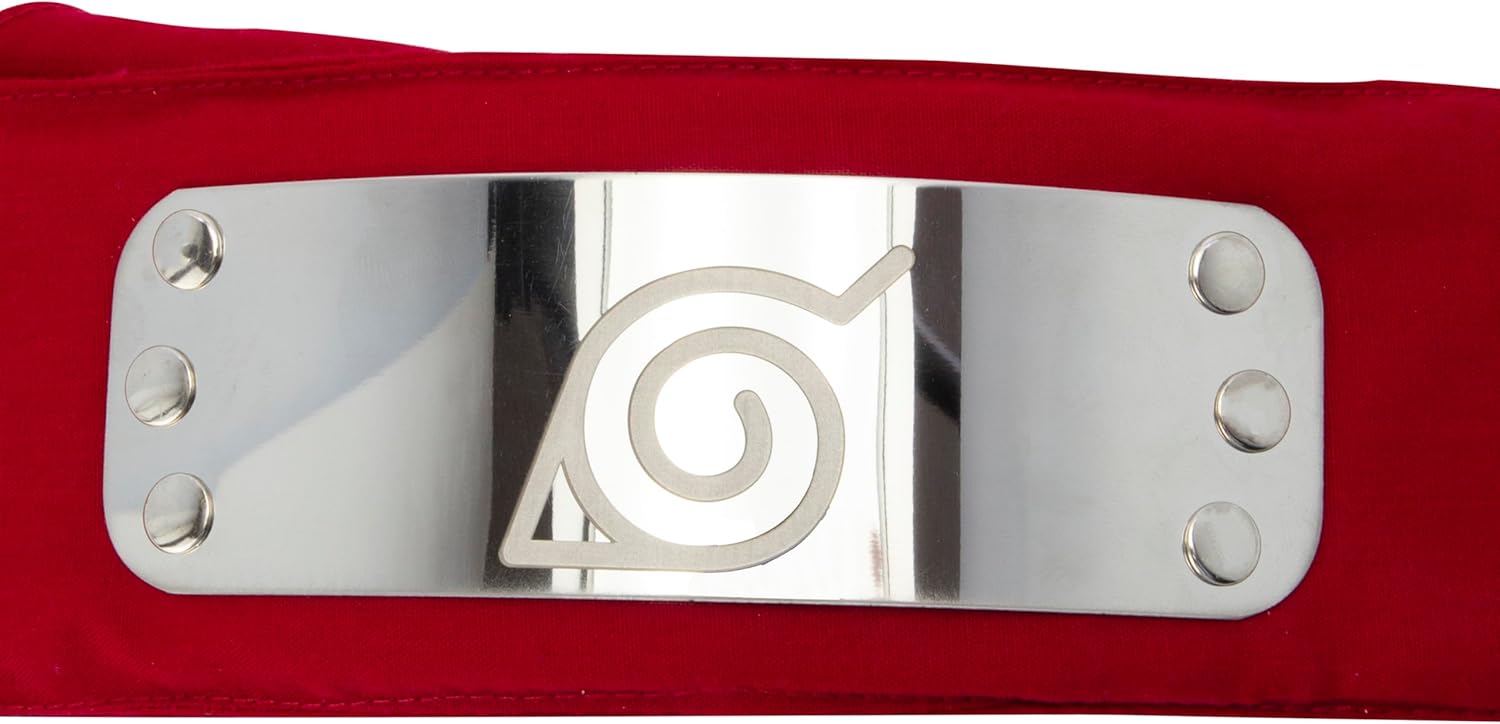 Naruto Shippuden Official Konoha Red Headband Replica Adult Size 35"x1.9" Anime Cosplay Naruto Merch Naruto Headband Naruto Cosplay Merch Gift