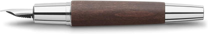 Faber-Castell e-motion 148200 Fountain Pen Wood/Chrome Includes Gift Packaging Fountain Pen EF Birnbaumholz dunkelbraun