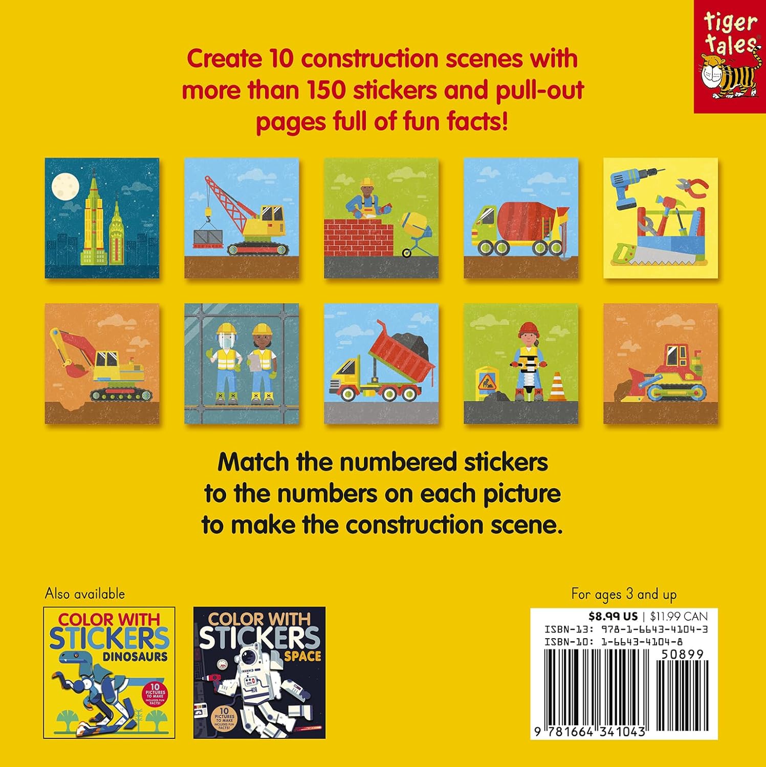 Color with Stickers: Construction: 10 Pictures to Make Includes Fun Facts!