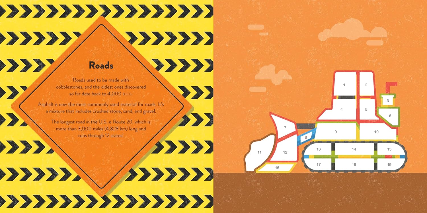 Color with Stickers: Construction: 10 Pictures to Make Includes Fun Facts!