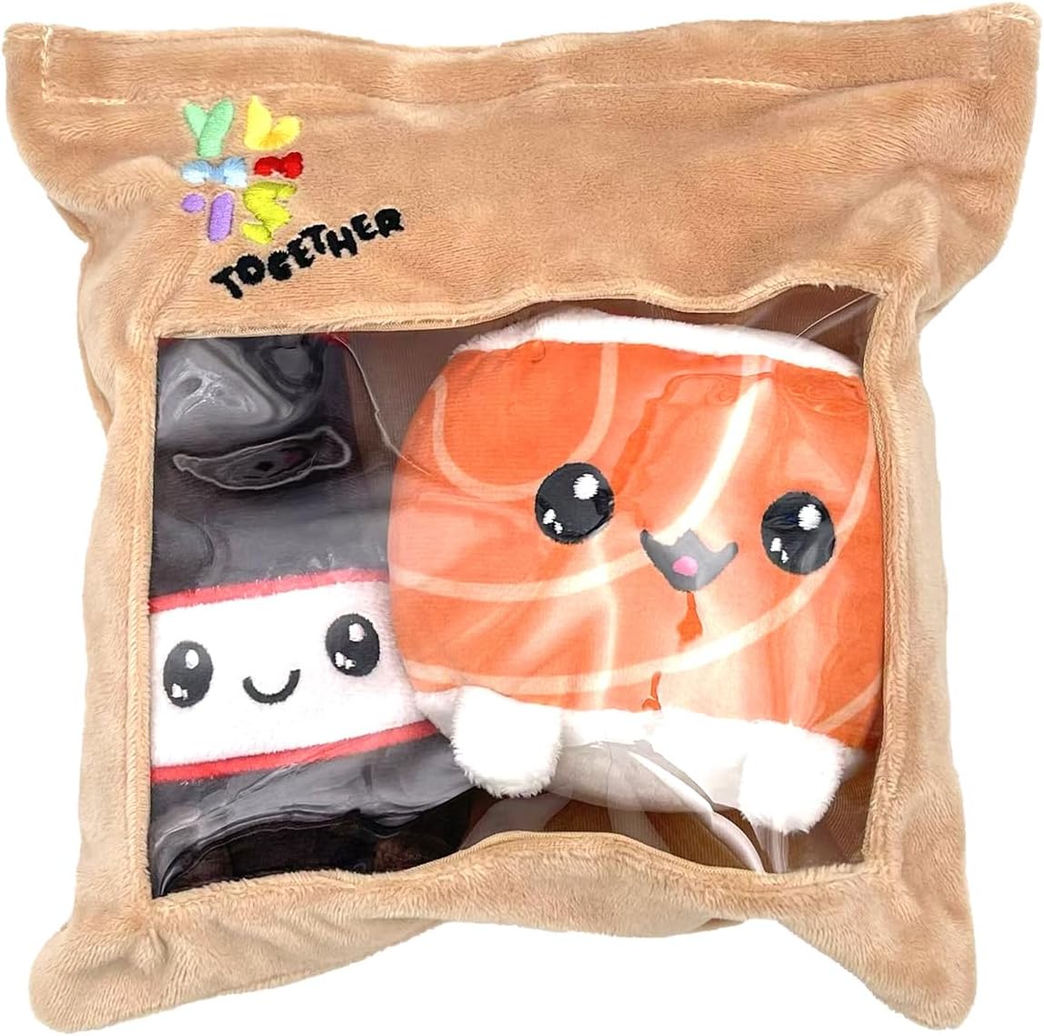 Joy Toy - Yummis Together Uramaki und SOYA - 2 Plüsch 15 cm in Take Away Plüsch Tasche 21x21 cm