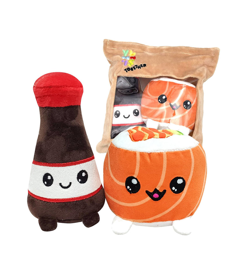 Joy Toy - Yummis Together Uramaki und SOYA - 2 Plüsch 15 cm in Take Away Plüsch Tasche 21x21 cm