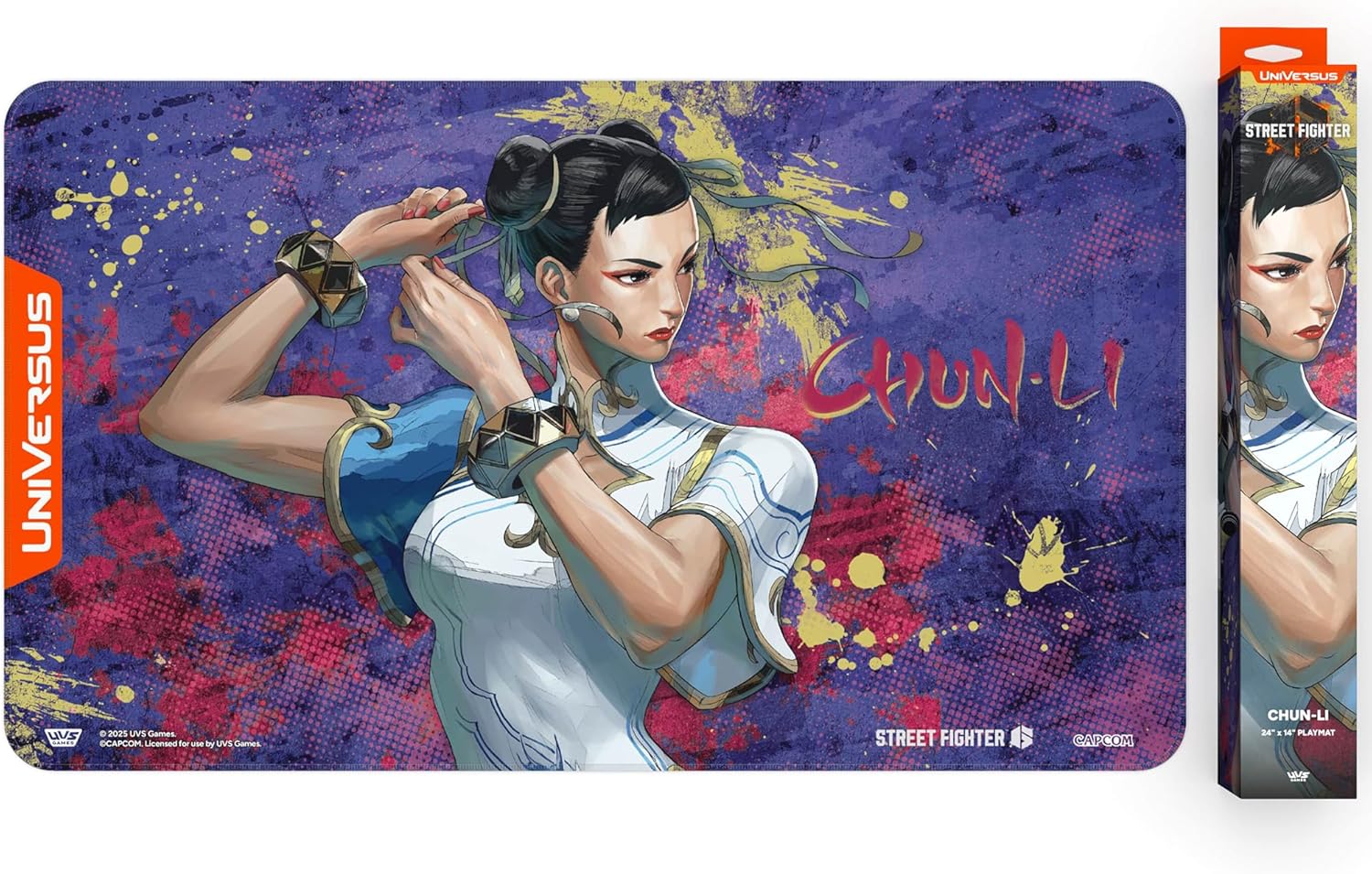 UniVersus: Street Fighter 6: Challenger Series Playmat - Chun-Li - 24 x 14 Neoprene Mat, Collectible Tabletop Card Game Accessory, UVS Games, Licensed