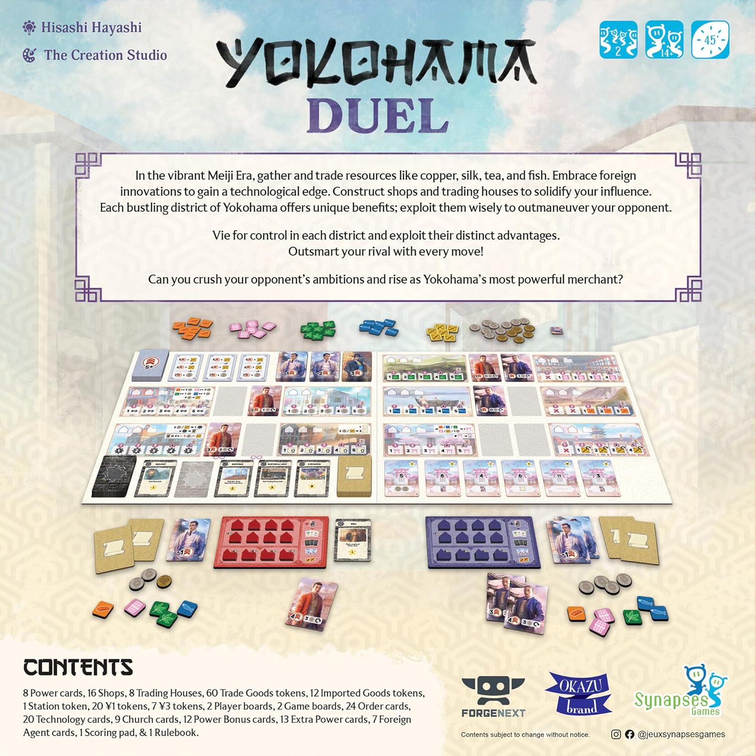Synapses Games | Yokohama Duel | Board Game | Ages 12+ | 2 Players | 45 Minutes Playing Time