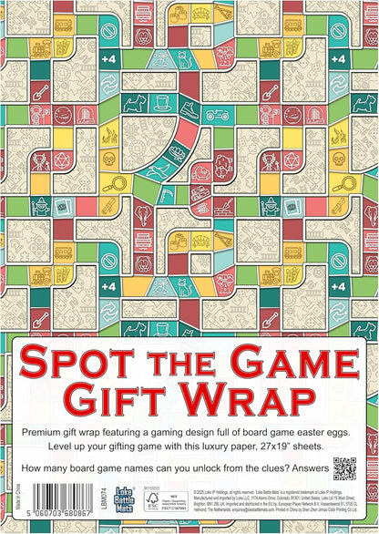 Loke Battle Mats – Spot The Game Gift Wrap | Premium Board Game-Themed Wrapping Paper | 27"x19" Sheets | Gaming Puzzle Gift Wrap