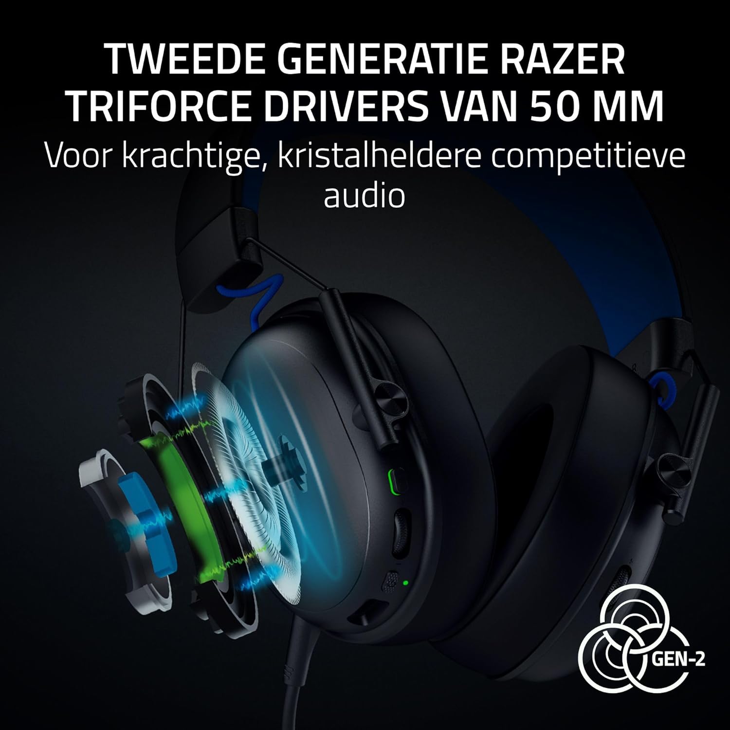 Razer BlackShark V3 X HyperSpeed voor PlayStation - Draadloze esportsheadset - Ultralicht 270 g - TriForce 50 mm drivers - Afneembare microfoon - HyperSpeed 2,4 GHz & Bluetooth - PS5/PC | Zwart