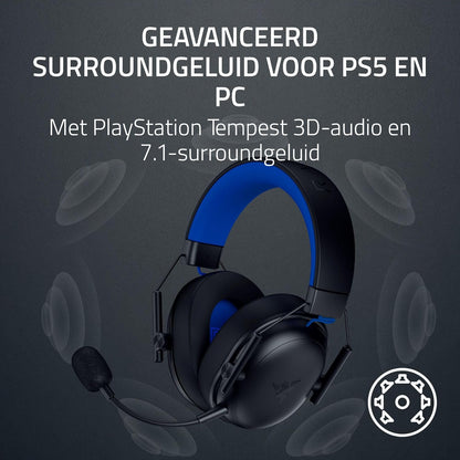 Razer BlackShark V3 X HyperSpeed voor PlayStation - Draadloze esportsheadset - Ultralicht 270 g - TriForce 50 mm drivers - Afneembare microfoon - HyperSpeed 2,4 GHz & Bluetooth - PS5/PC | Zwart