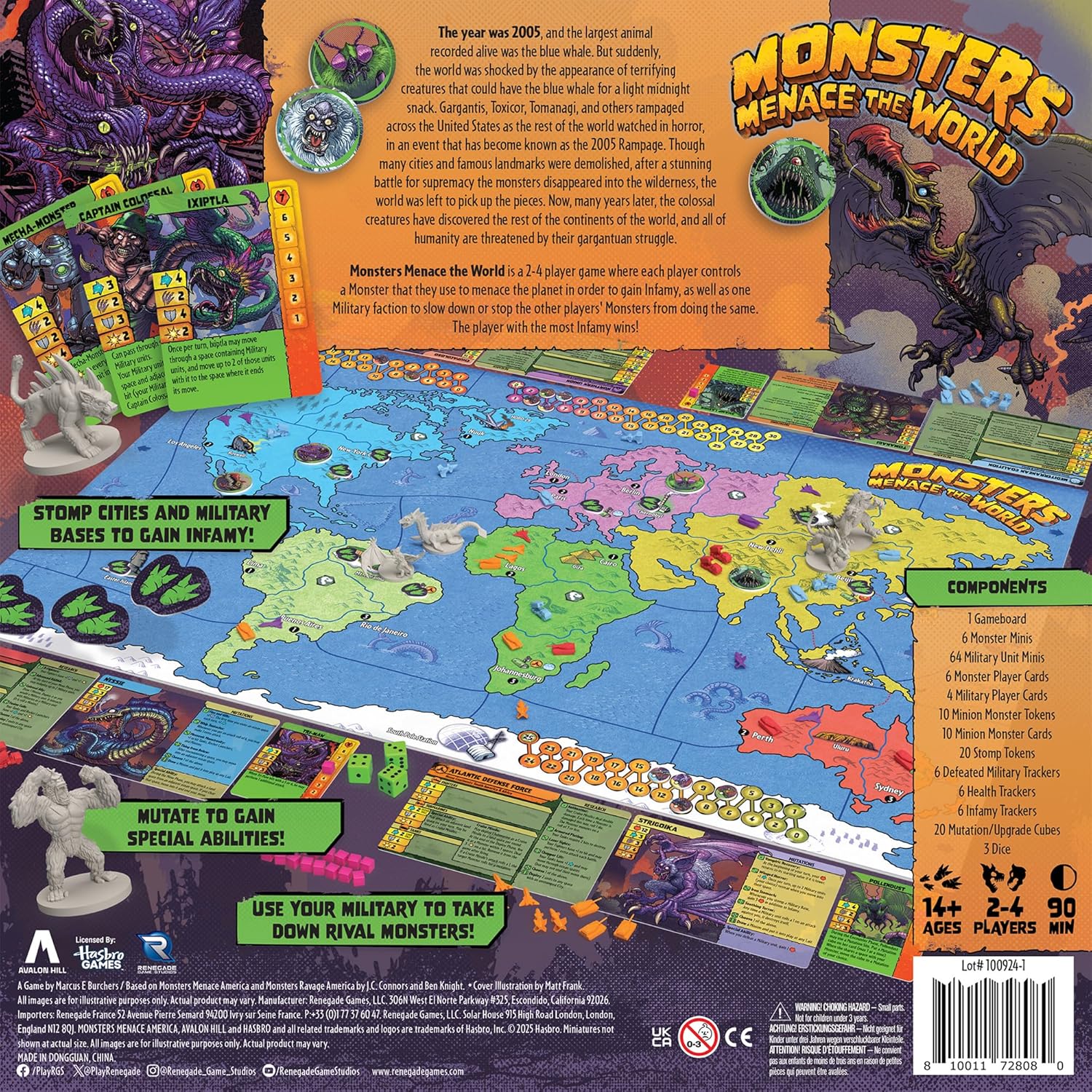 Renegade Games: Monsters Menace The World - Strategy Miniatures Board Game, Control A Monster & Menace The Planet to Gain Infamy, Ages 14+, 2-4 Player