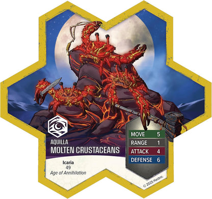 Renegade Games : Heroscape : Molten Crustaceans & Tanuki Tricksters – Extension de l'armée, 5 Figurines Non peintes assemblées et 5 Cartes, Accessoire de Jeu de Figurines