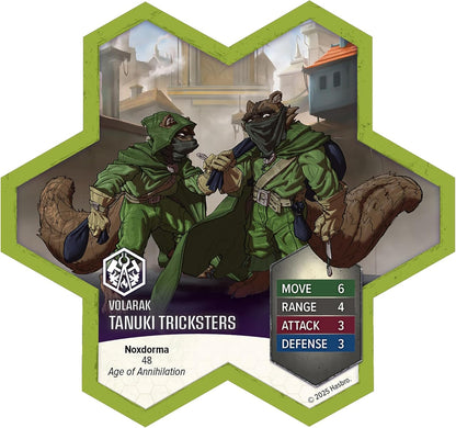 Renegade Games : Heroscape : Molten Crustaceans & Tanuki Tricksters – Extension de l'armée, 5 Figurines Non peintes assemblées et 5 Cartes, Accessoire de Jeu de Figurines