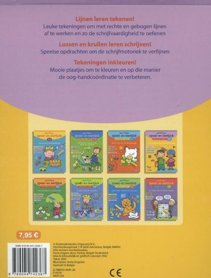 3de kleuterklas; Groep 2; 5-6 jaar: Rechte lijnen - gebogen en gebroken lijnene - lussen en krullen - cijfers en letters (Reuzeleuk speel- en leerblok: voorbereidende schrijfoefeningen