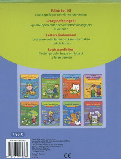 3de kleuterklas; groep 2; 5-6 jaar: Tellen tot 10 - letters herkennen - schrijfoefeningen - logicaspelletjes (Reuzeleuk speel- en leerblok