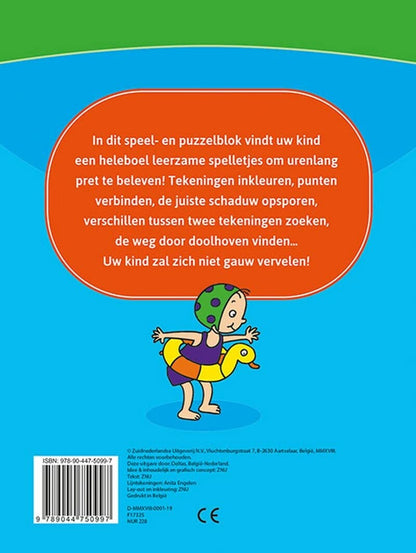 Leerrijk spelletjesblok (4-6 j.): doolhoven - logisch denken - verschillen zoeken - tekenen op nummer en nog veel meer!