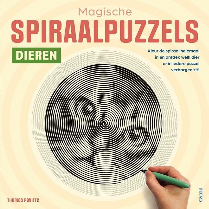 Magische spiraalpuzzels - Dieren: Kleur de spiraal helemaal in en ontdek welk dier er in ierdere puzzel verborgen zit!