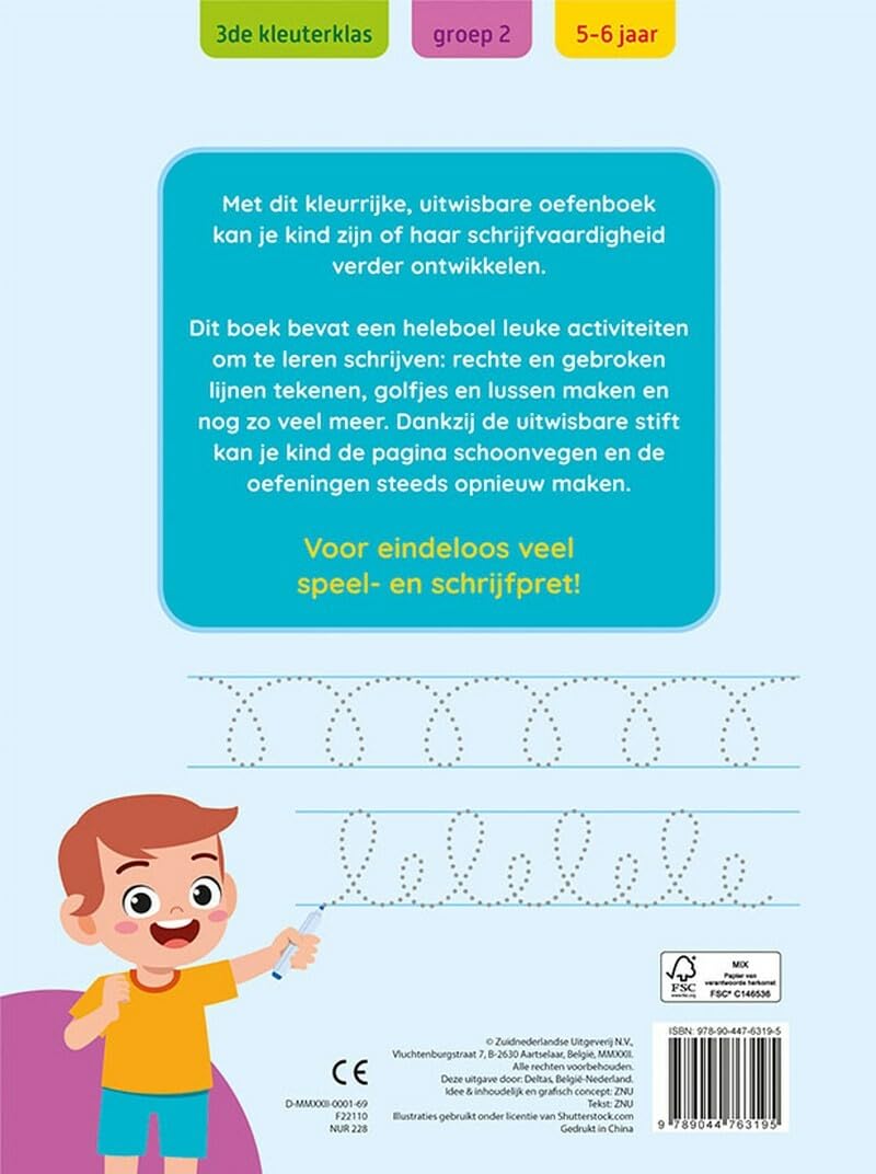 Oefenpret met uitwisbare stift - Eerste schrijfoefeningen (5-6 j.
