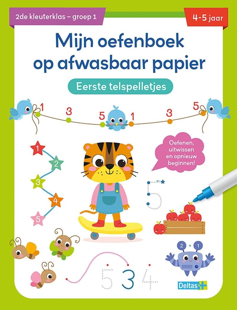 Mijn oefenboek op afwasbaar papier Eerste telspelletjes (4-5 j.): Oefenen, uitwissen en opnieuw beginnen!