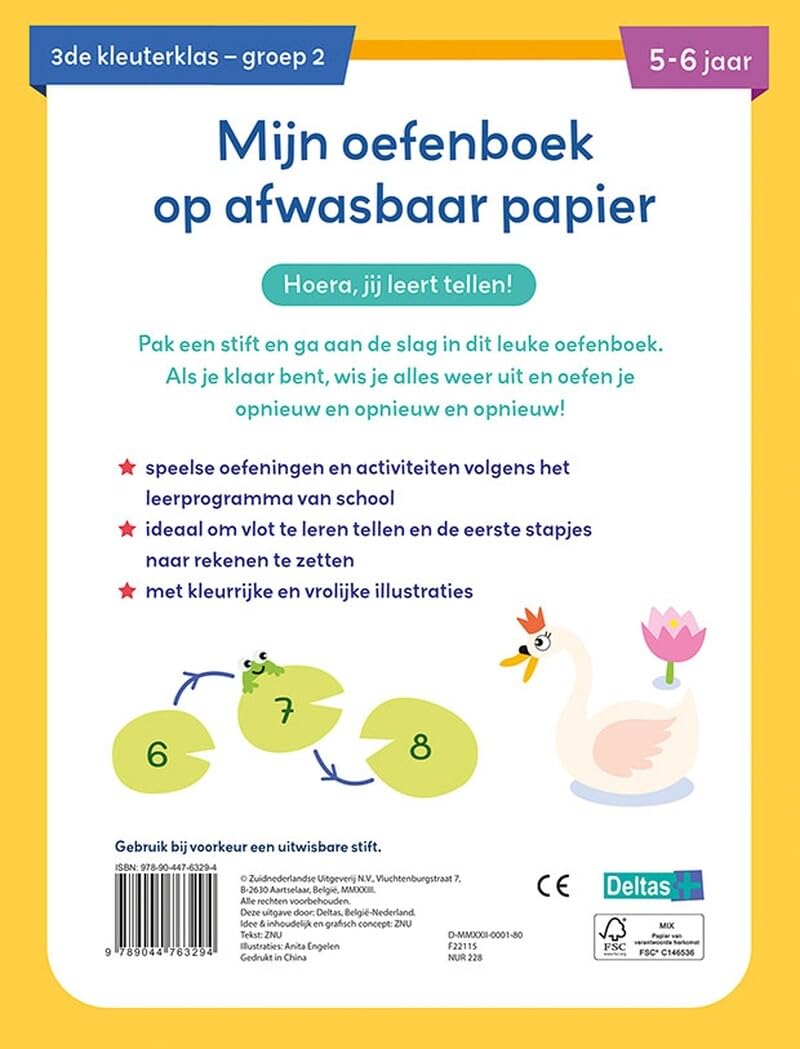 Mijn oefenboek op afwasbaar papier Leuke telspelletjes (5-6 j.): Oefenen, uitwissen en opnieuw beginnen!