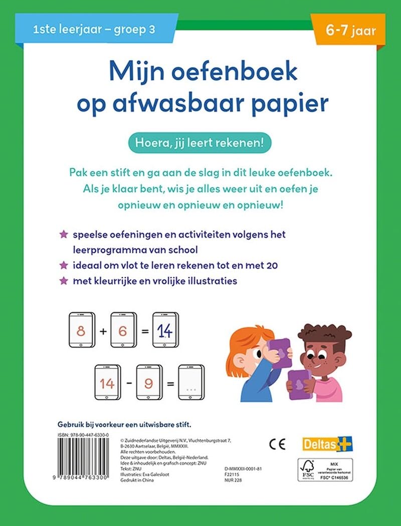 Mijn oefenboek op afwasbaar papier Ik leer al rekenen (6-7 j.): Oefenen, uitwissen en opnieuw beginnen!