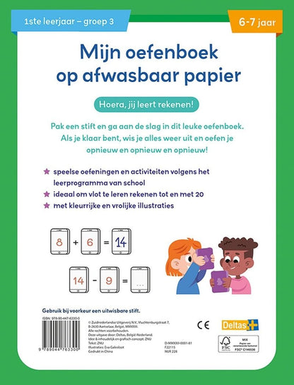 Mijn oefenboek op afwasbaar papier Ik leer al rekenen (6-7 j.): Oefenen, uitwissen en opnieuw beginnen!