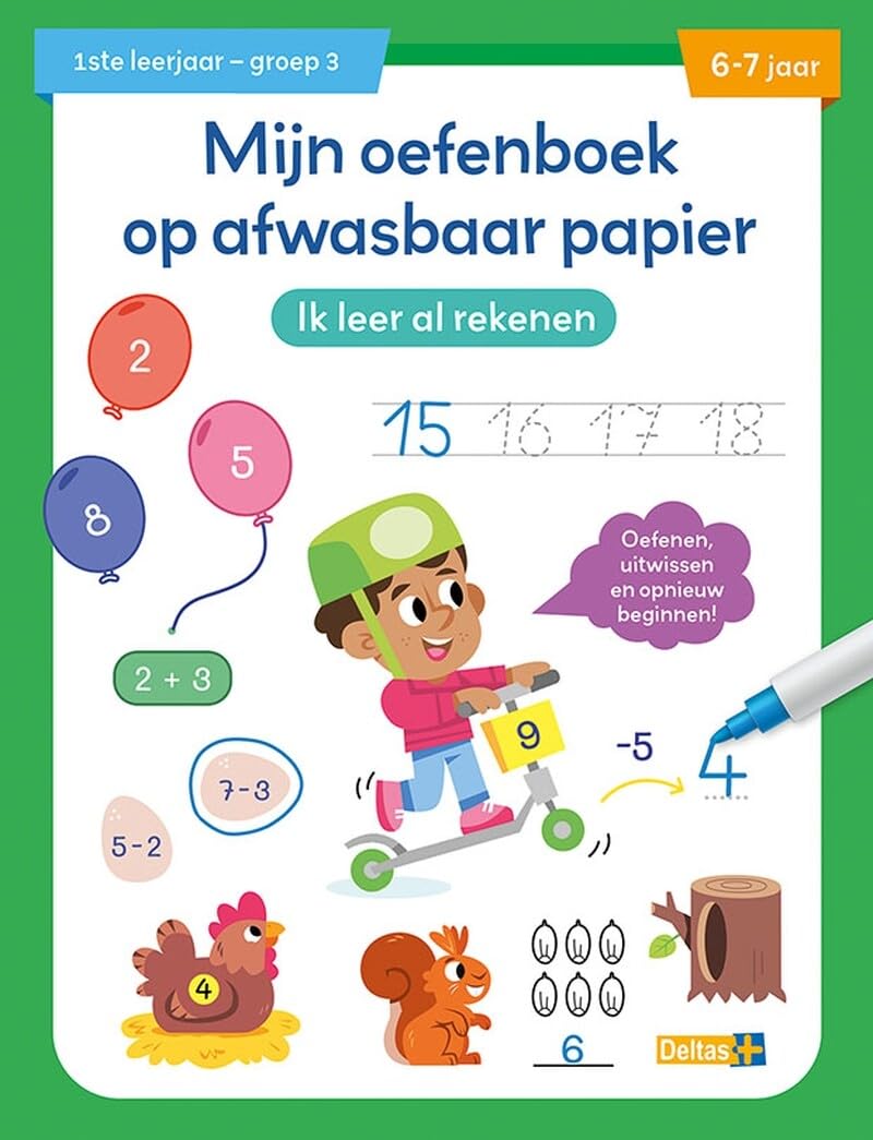 Mijn oefenboek op afwasbaar papier Ik leer al rekenen (6-7 j.): Oefenen, uitwissen en opnieuw beginnen!