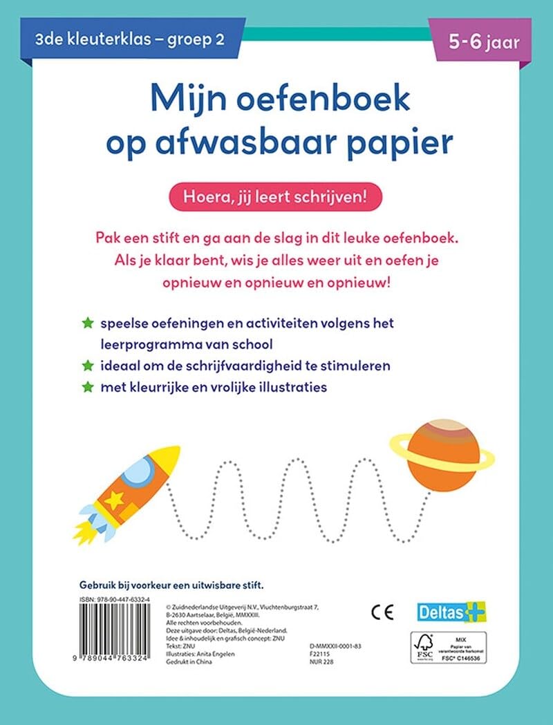 Mijn oefenboek op afwasbaar papier Leuke schrijfspelletjes (5-6 j.): Oefenen, uitwissen en opnieuw beginnen!