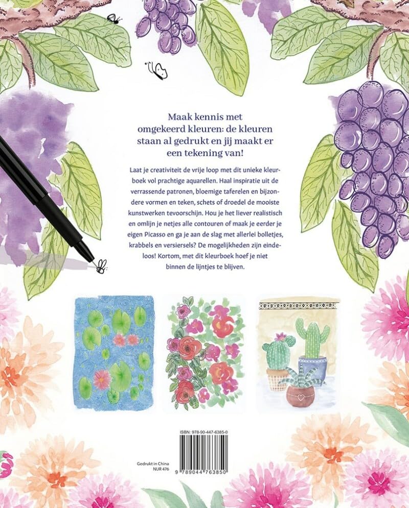 Het omgekeerde kleurboek voor volwassenen: Teken zelf de lijnen en maak de mooiste kunstwerkjes