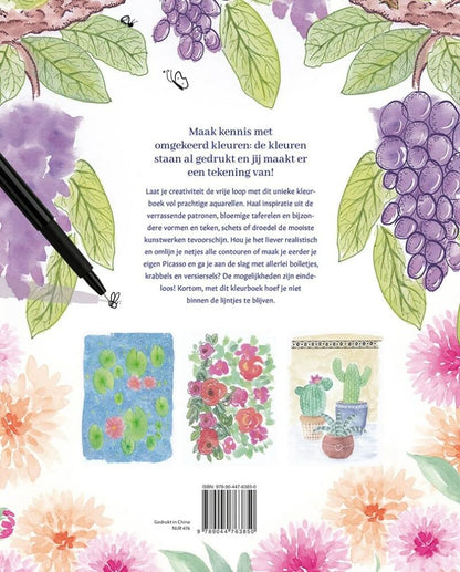 Het omgekeerde kleurboek voor volwassenen: Teken zelf de lijnen en maak de mooiste kunstwerkjes