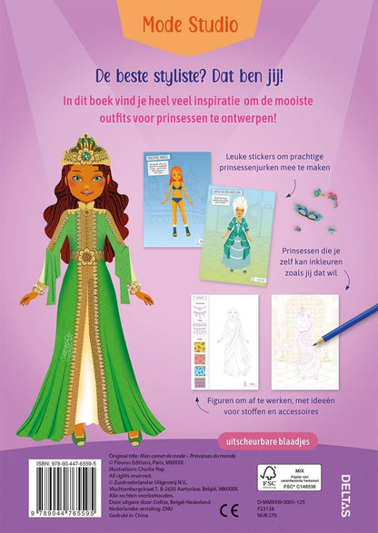 Mode Studio - Prinsessen Uit De Hele Wereld: Kleur Plak En Teken De Mooiste Out