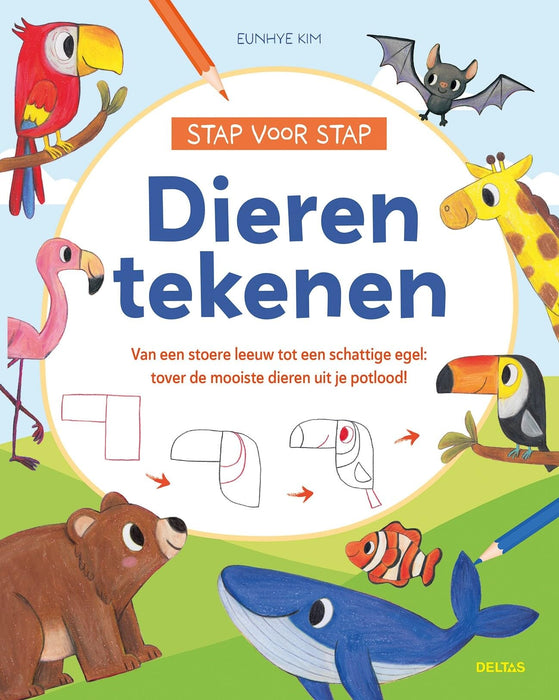 Stap voor stap dieren tekenen: van een stoere leeuw tot en schattige egel : tover de mooiste dieren uit je potlood!