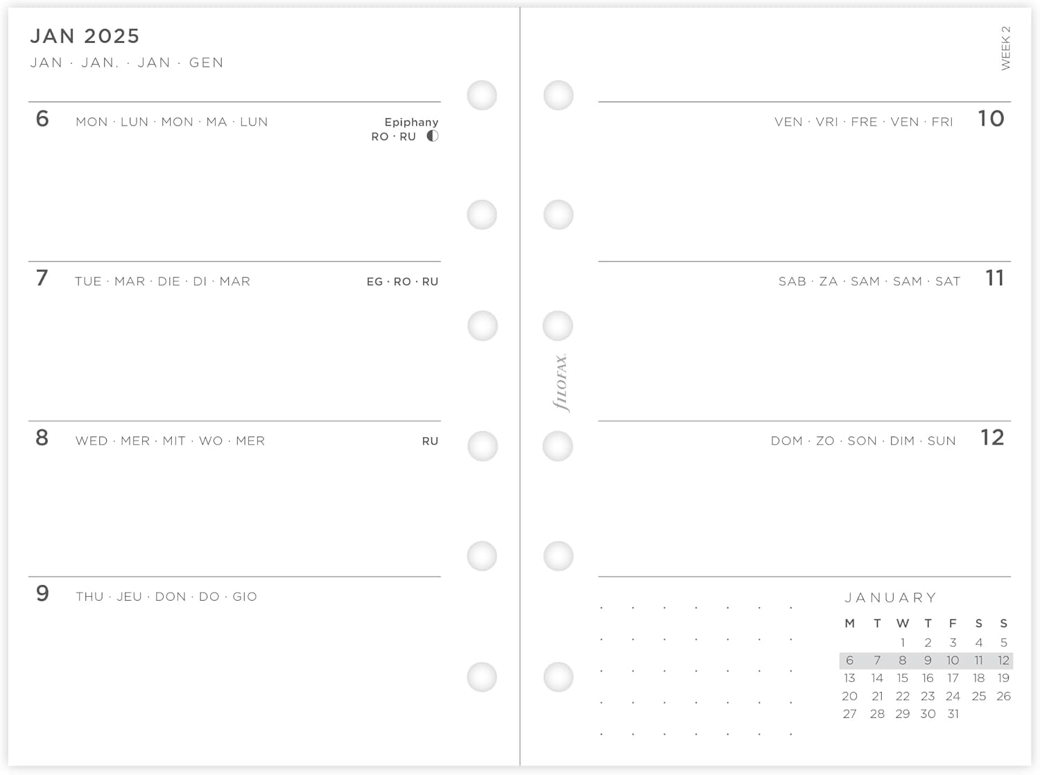 Pocket Minimal week on two pages 2025