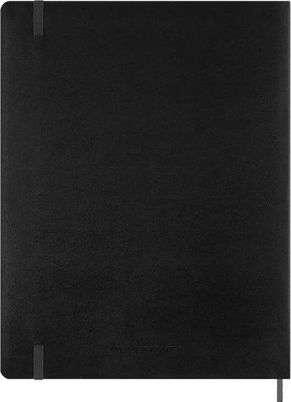 Moleskine Essential Planner 2025-2026, 15-Month Vertical Weekly Diary with Daily Time Slots, Flexible Cover, Black Color, XXL Size 23.5x28.14