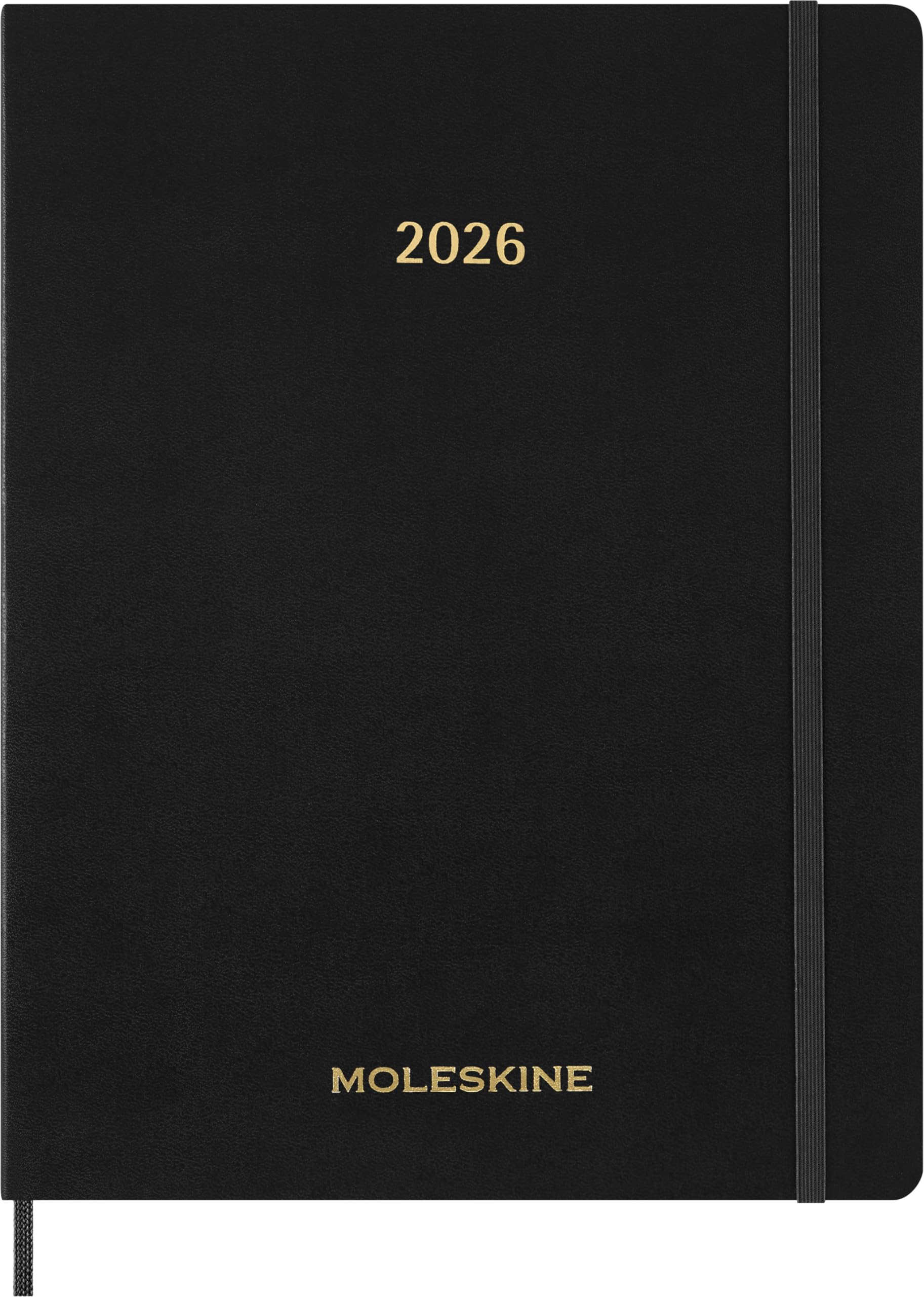 Moleskine Essential Planner 2025-2026, 15-Month Vertical Weekly Diary with Daily Time Slots, Flexible Cover, Black Color, XXL Size 23.5x28.14