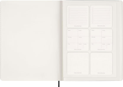 Moleskine Essential Planner 2025-2026, 15-Month Vertical Weekly Diary with Daily Time Slots, Flexible Cover, Black Color, XXL Size 23.5x28.14