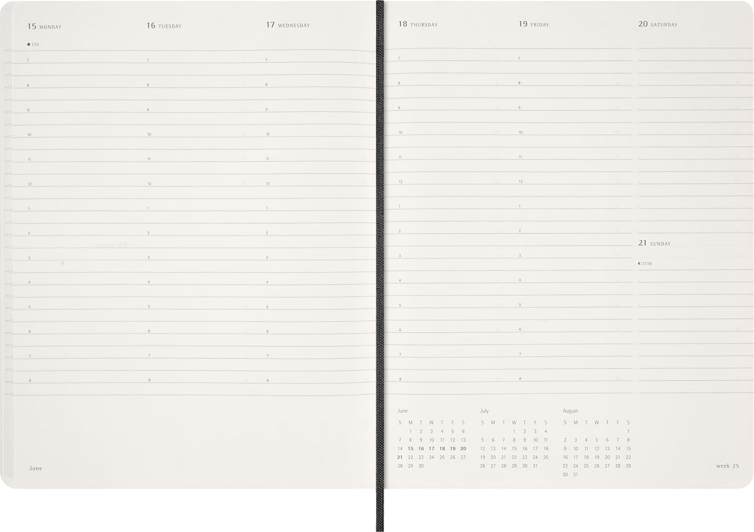 Moleskine Essential Planner 2025-2026, 15-Month Vertical Weekly Diary with Daily Time Slots, Flexible Cover, Black Color, XXL Size 23.5x28.14