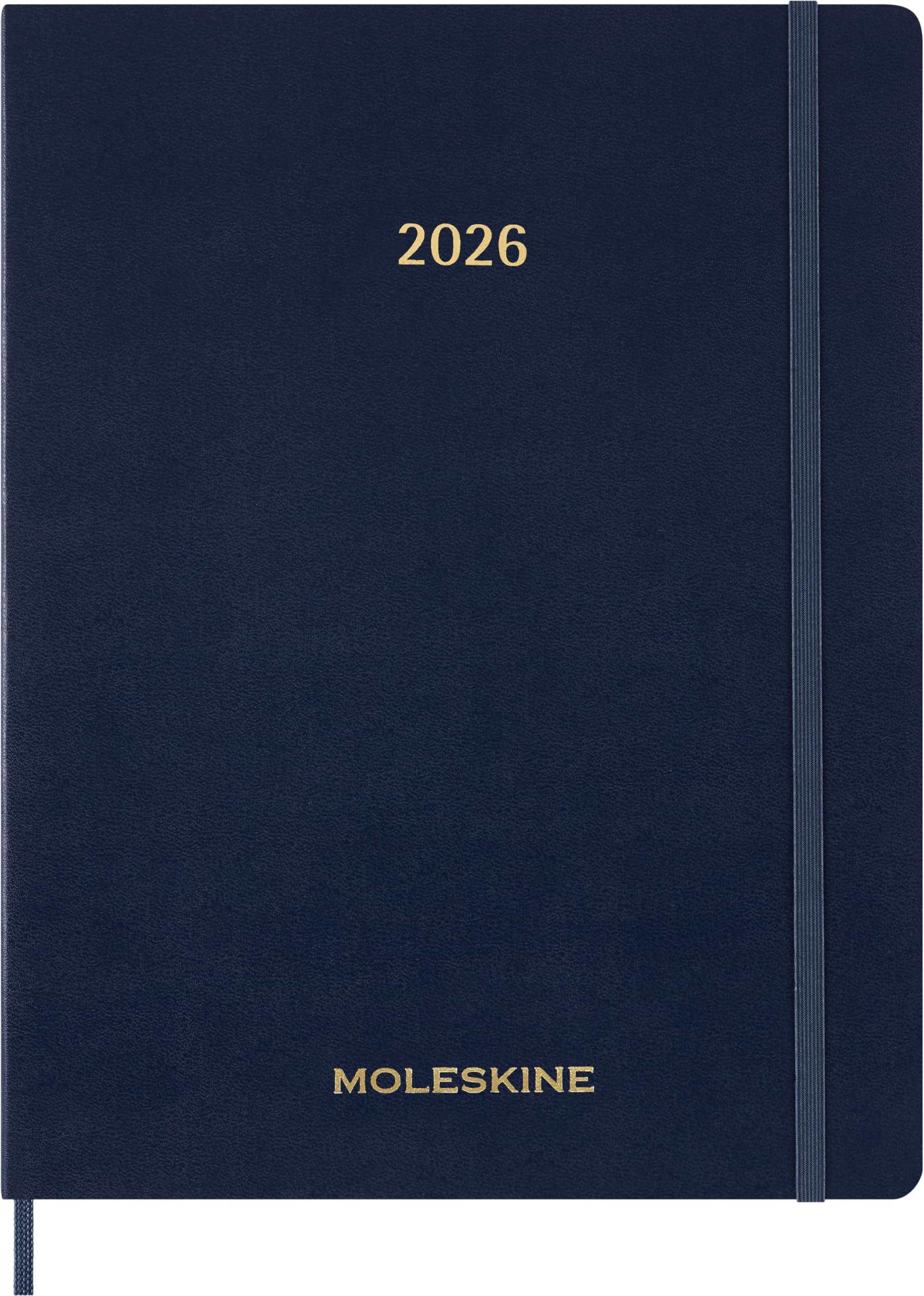 Moleskine Essential Planner 2025-2026, 15-Month Vertical Weekly Agenda, With Daily Time Slots, Flexible Cover, Blue Color, XXL Size 23.5x28.14