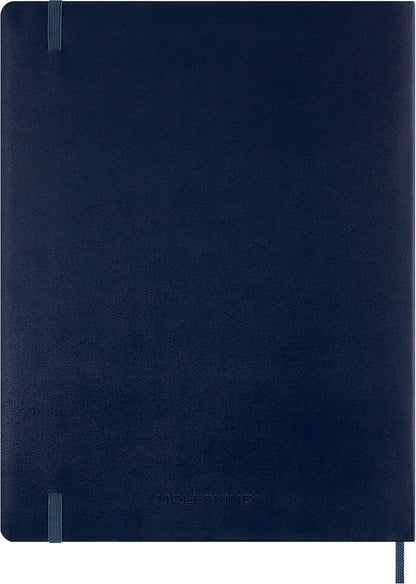 Moleskine Essential Planner 2025-2026, 15-Month Vertical Weekly Agenda, With Daily Time Slots, Flexible Cover, Blue Color, XXL Size 23.5x28.14