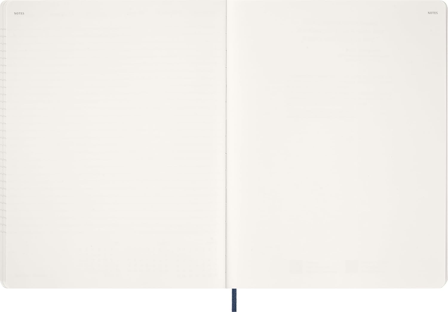 Moleskine Essential Planner 2025-2026, 15-Month Vertical Weekly Agenda, With Daily Time Slots, Flexible Cover, Blue Color, XXL Size 23.5x28.14