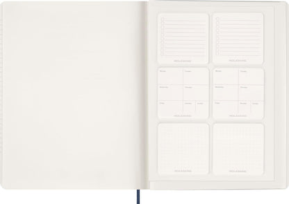 Moleskine Essential Planner 2025-2026, 15-Month Vertical Weekly Agenda, With Daily Time Slots, Flexible Cover, Blue Color, XXL Size 23.5x28.14